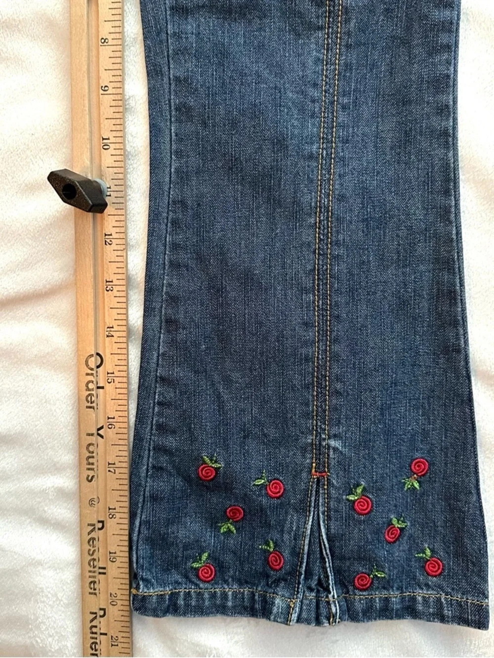 Vintage Gymboree 2005 Cherry Pie Girls Flare Denim Jeans Pants 7 embroidered